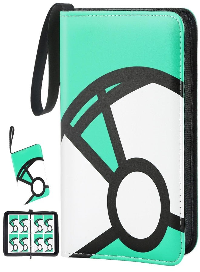 LOYEE Trading Card Binder 4-Pockets, 400 Pockets Card Holder with 50 Removable Sleeves, Large Capacity & Waterproof Zipper Album Holder for Trading Card Collector, Portable Card Album Book for Card-Green - Image 1